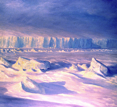 Sunset at Barne Glacier Anarctica Oil Paintings David Rosenthal Antarctic Artist